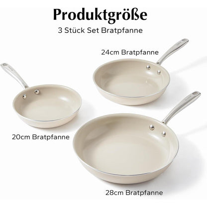 Redchef Keramikpfanne Pfannenset 28cm 24cm 20cm für alle