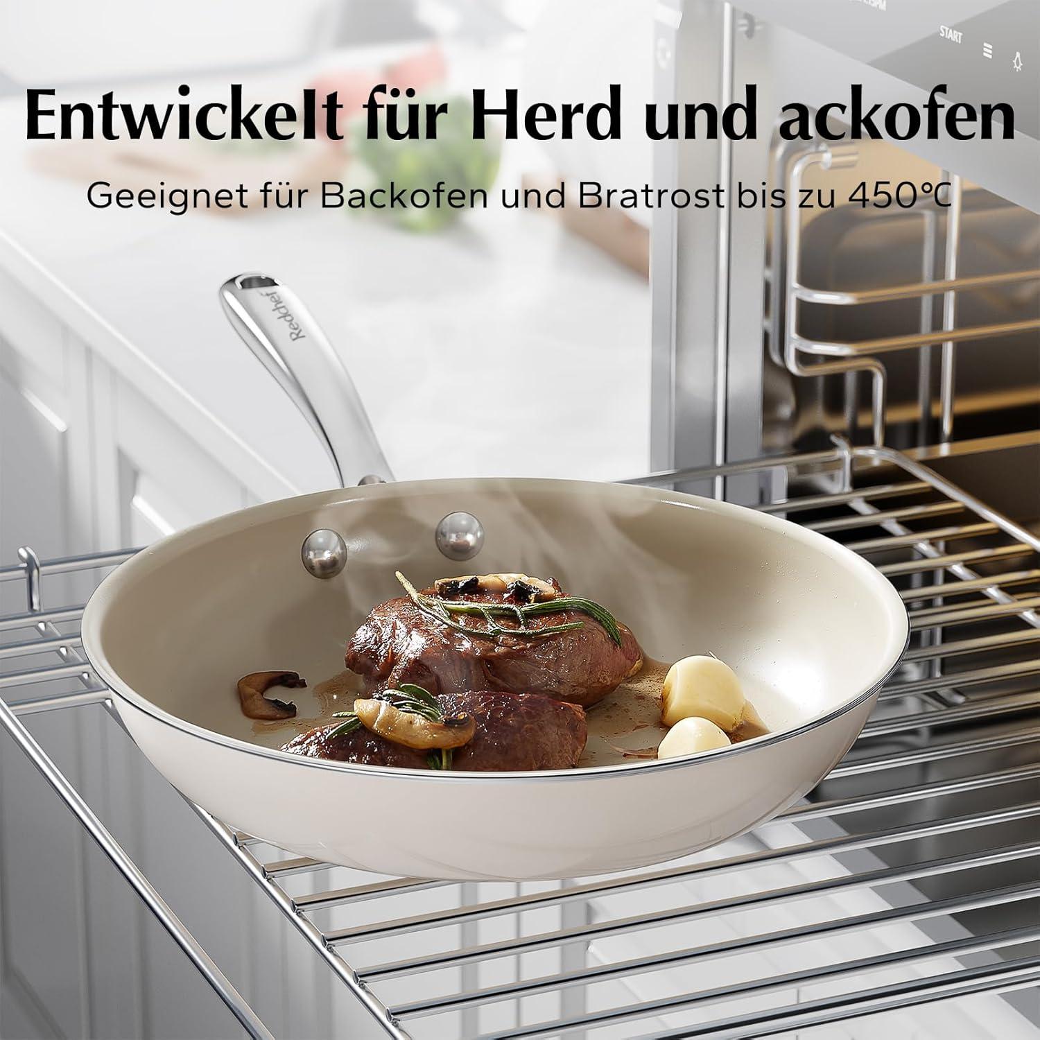 Keramikpfannenset Induktion Bratpfanne 28 cm 24 cm 20 cm PTFE-frei PFAS-frei