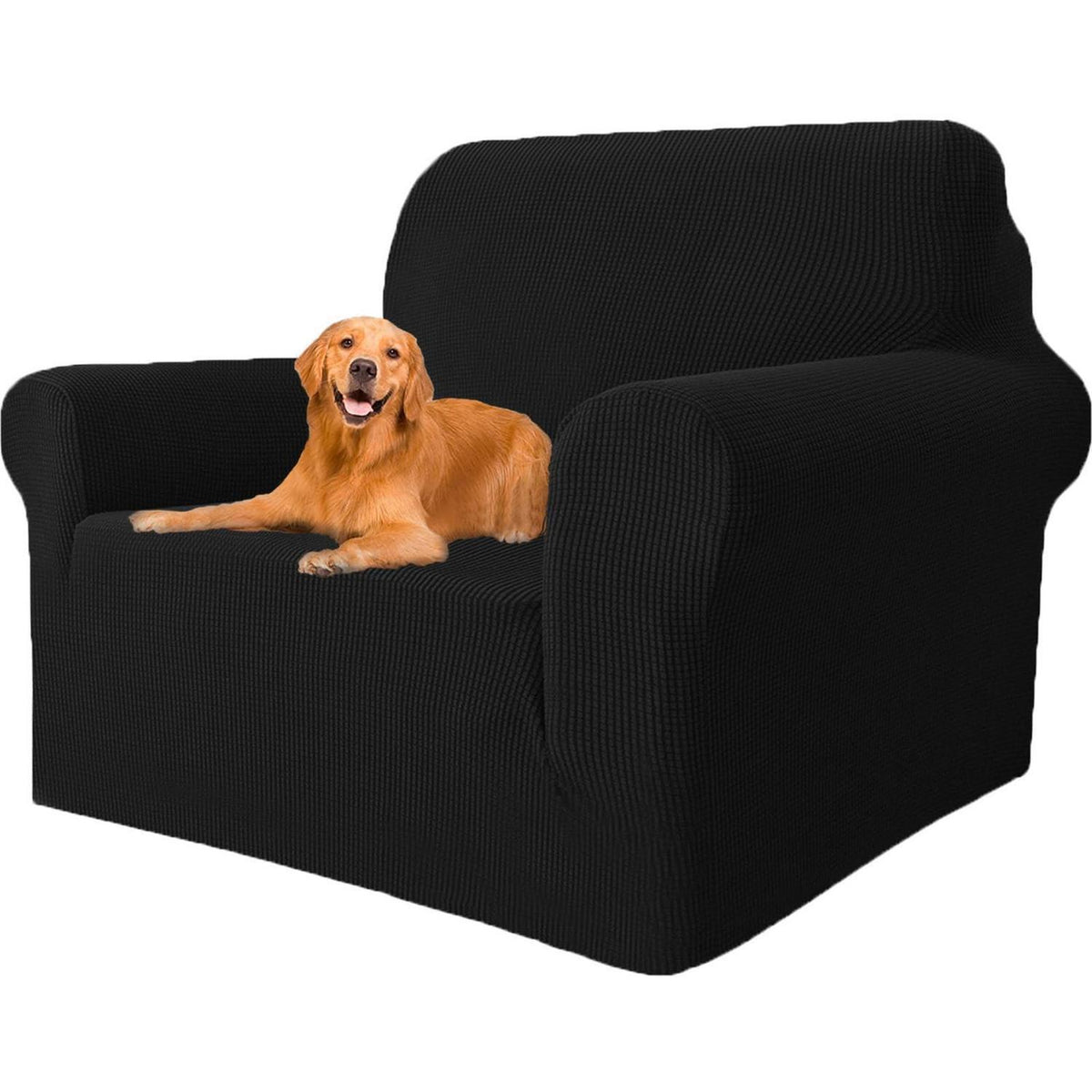 Sofaüberzug 1 Sitzer – Rutschfest, Elastisch & Waschbar Schwarz