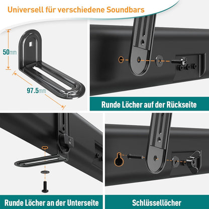 Soundbar Halterung für Soundbars bis 6.8 kg, werkzeuglos