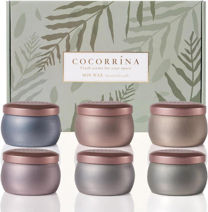 Duftkerzen Geschenkset 6x110g Sojawachs Natürlich Langanhaltend