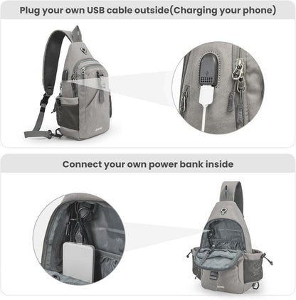 G4Free Canvas Brusttasche Schultertasche Sling Bag Grau