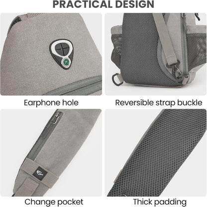 Canvas Brusttasche Schultertasche Sling Bag Herren Damen Wandern Grau
