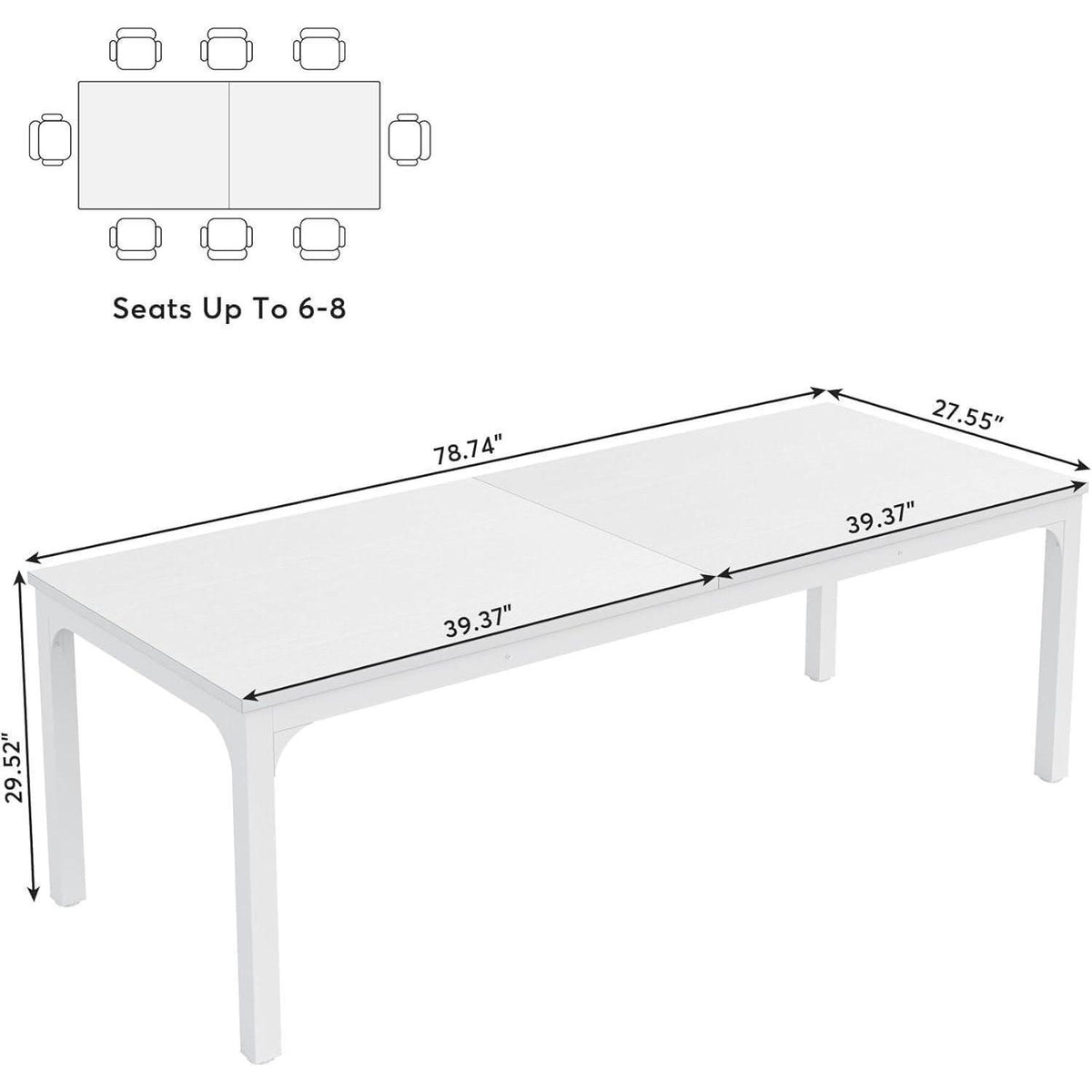 Doppelter Schreibtisch 200x70cm – Weißer Arbeitstisch für Home Office