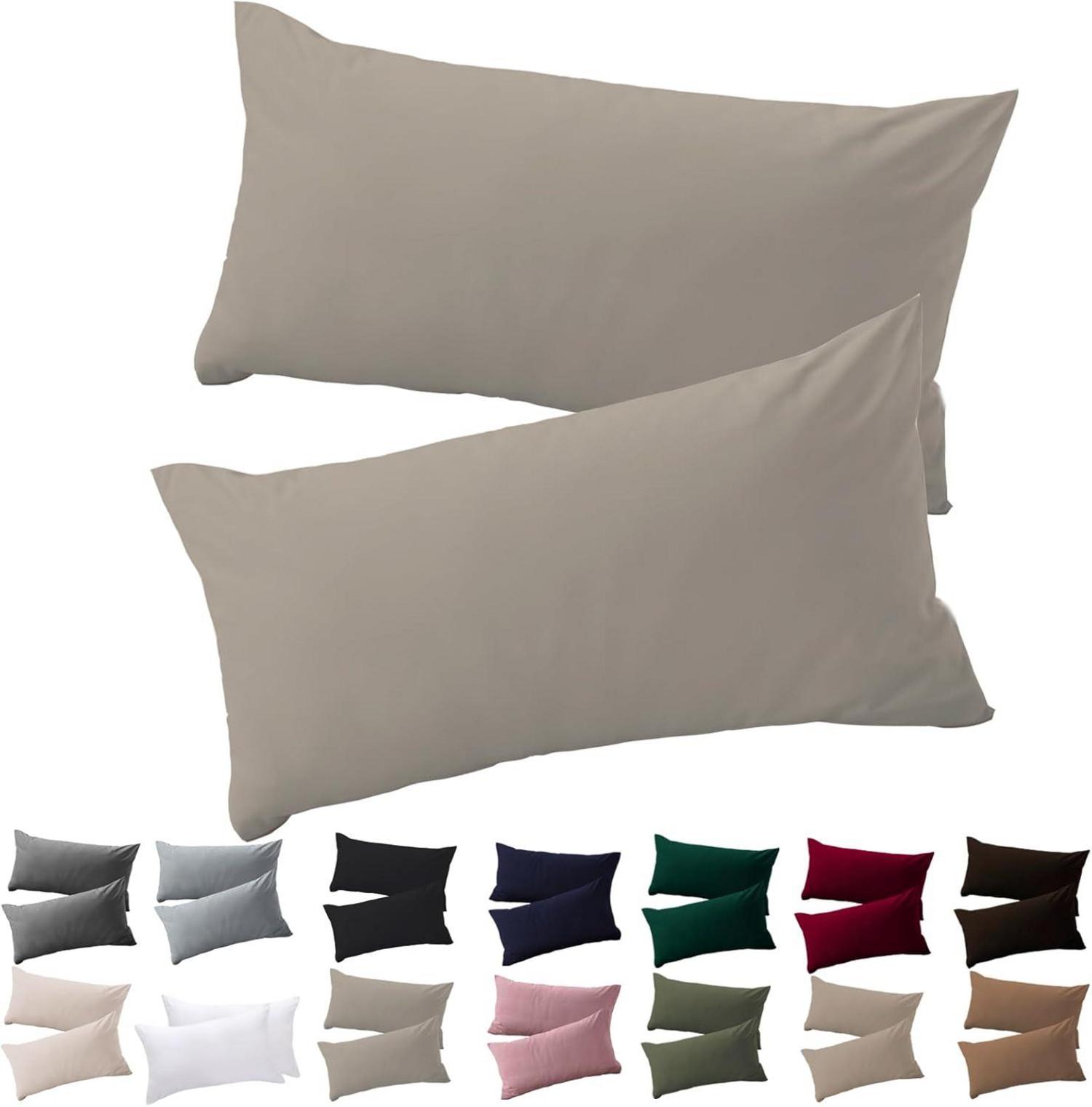 Kissenbezug 40x80 2er Set Mikrofaser Natur bügelfrei Reißverschluss