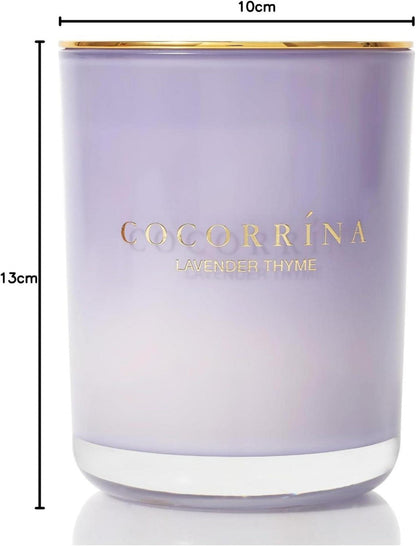 Lavendel-Thymian Duftkerze im Glas 420g, 2 Dochte, Sojawachs bis 46
