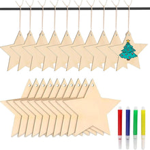 36er Set Holzsterne Weihnachtsbaumschmuck zum Basteln & Bemalen