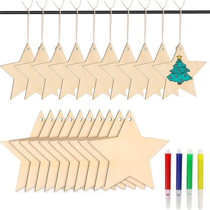 36er Set Holzsterne Weihnachtsbaumschmuck zum Basteln & Bemalen