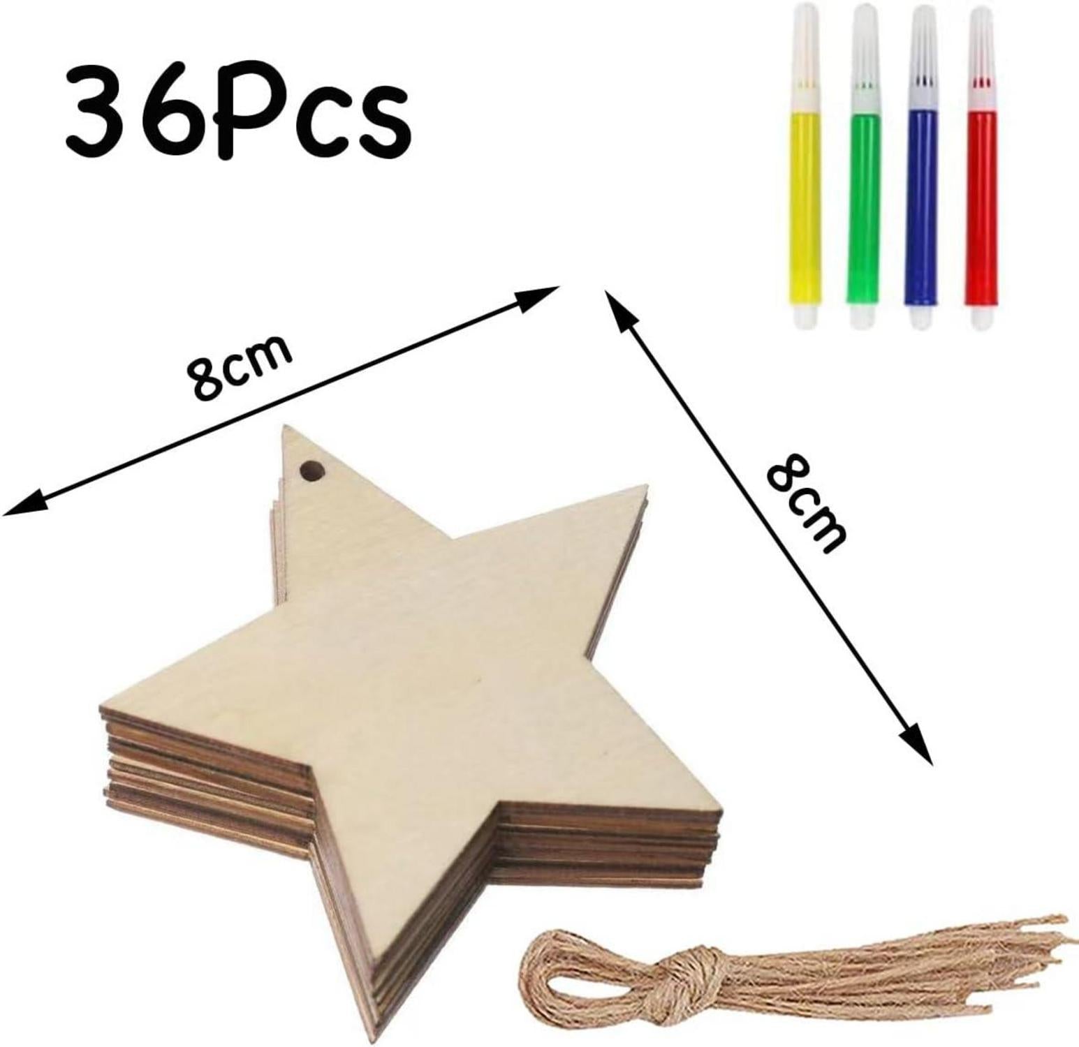 36er Set Weihnachtsbaumschmuck Holzsterne Basteln Bemalen