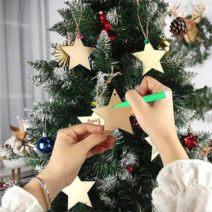 36er Set Weihnachtsbaumschmuck Holzsterne Basteln Bemalen Juteseil Marker