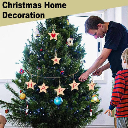 36 Holzsterne zum Basteln und Bemalen Weihnachtsbaumschmuck mit Juteseil und