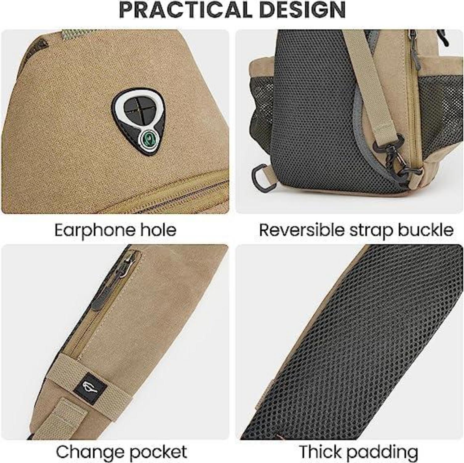 Canvas Brusttasche Schultertasche Sling Bag für Reise Wandern Klettern