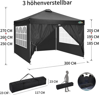 COBIZI Pavillon 3x3 UV 50+ Faltpavillon Wasserdicht Stabil Winterfest 4
