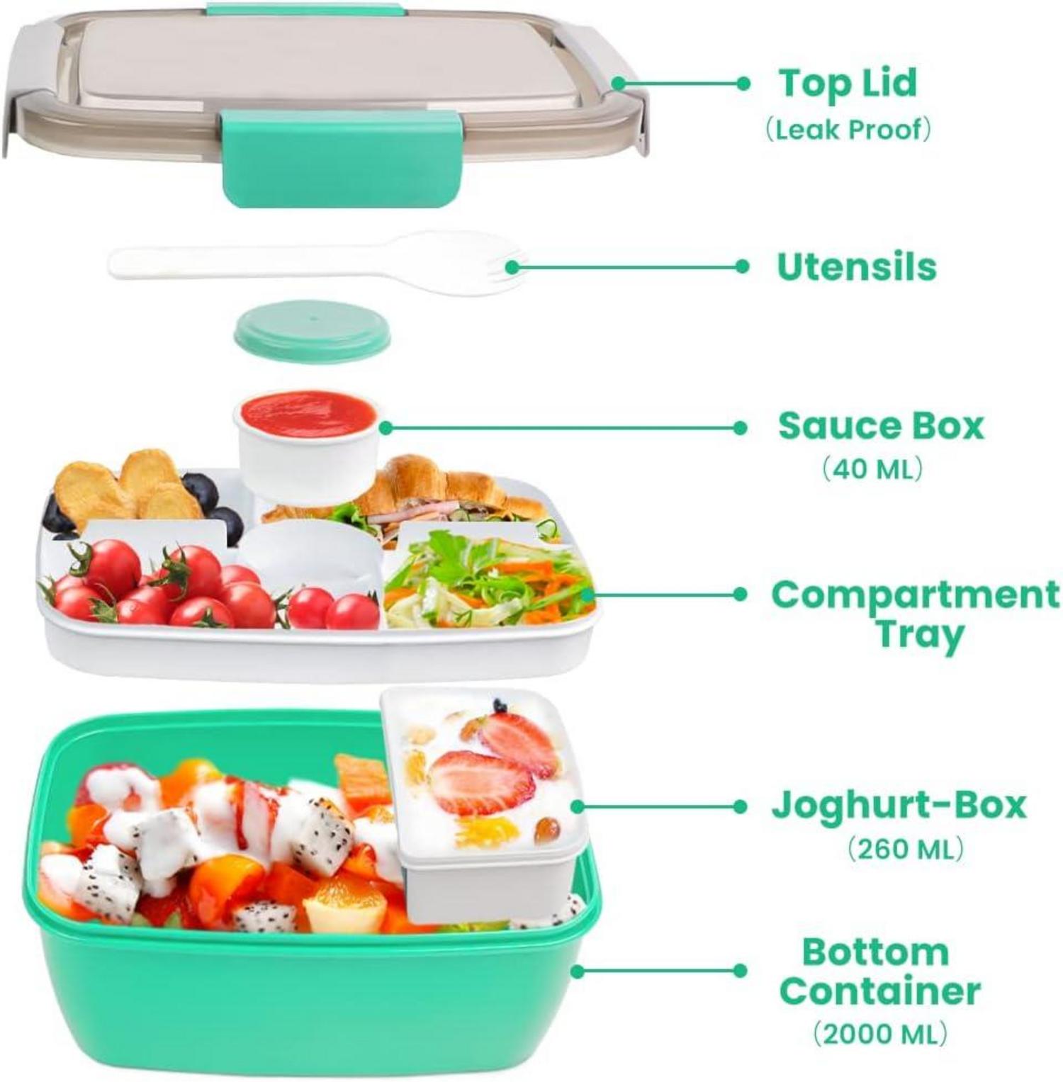 Bugucat Lunchbox Erwachsene 2000ML 2 Set Salatbox Bento Box mit