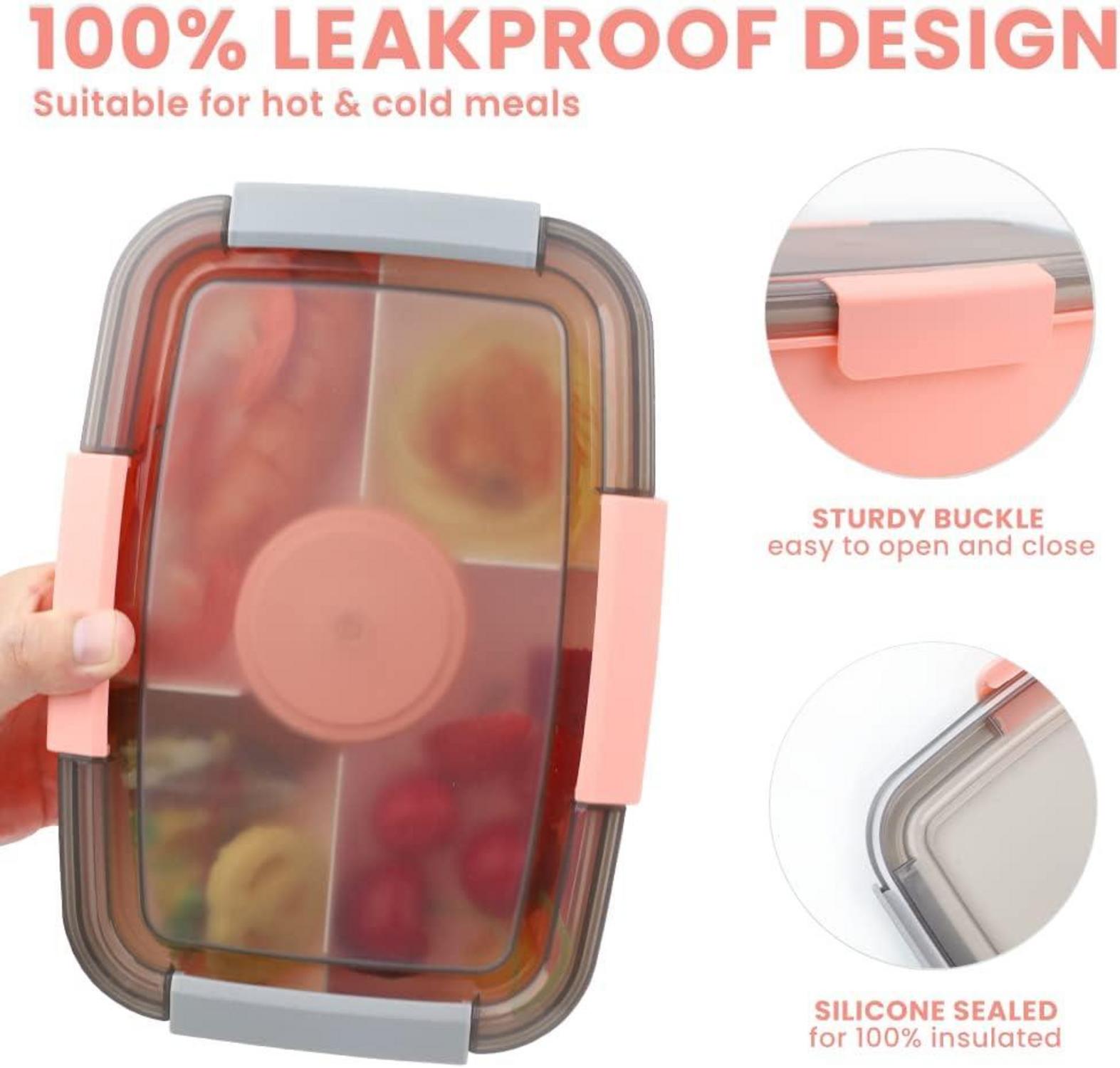 Bugucat Lunchbox 2000ML 2er Set Bento Box mit Fächern Kinder Salatbox Gabel Büro