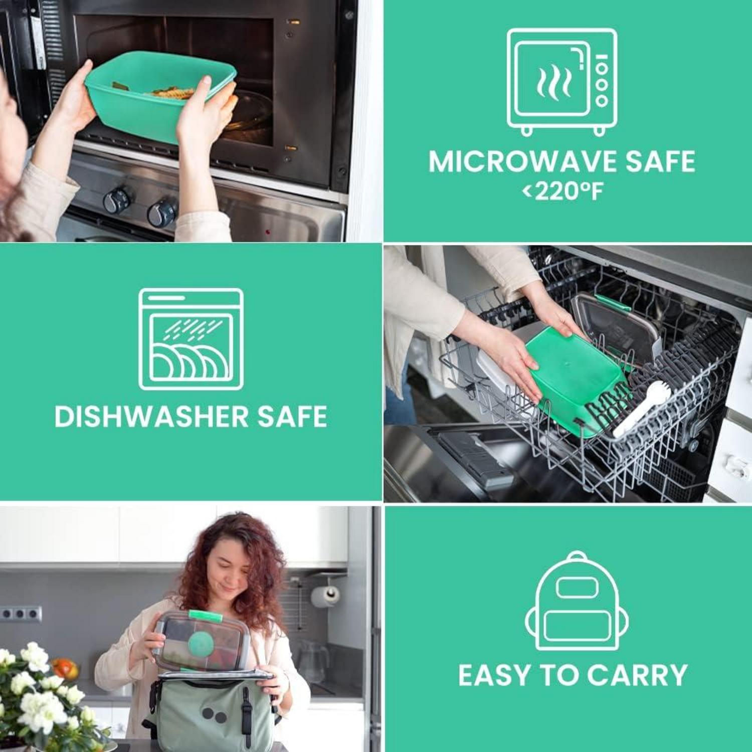 Bugucat Lunchbox 2000ML 2 Set Salatbox Erwachsene Bento Box Kinder Fächer Gabel