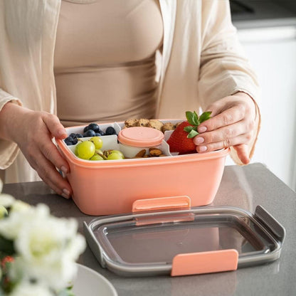 Lunchbox Erwachsene 2000ML 2er Set Auslaufsicher Salatbox mit Fächern