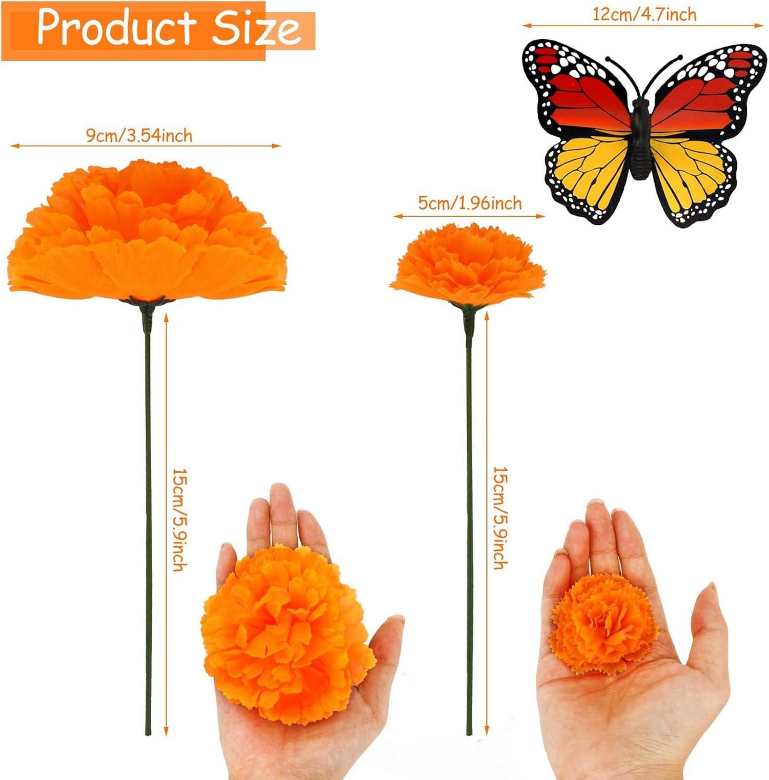 HOWAF 40 Künstliche Ringelblume Dia de Los Muertos Deko mit