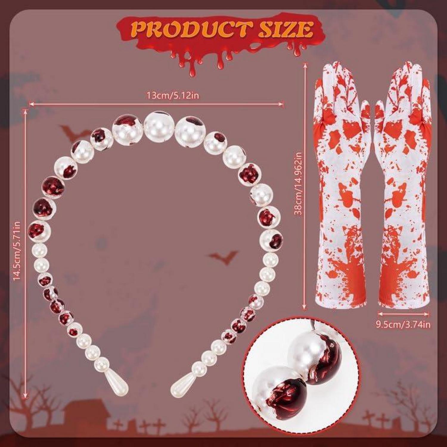 HOWAF Halloween Kostüm Damen Haarschmuck Blutkette Ohrringe