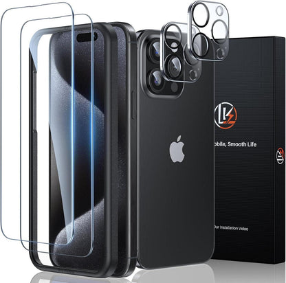 Panzer Schutz Glas iPhone 15 Pro Max 2 Stk. + 2 Stk. Kameraschutz