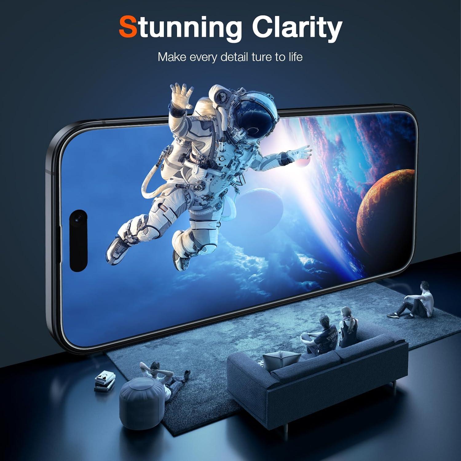 Panzer Schutz Glas iPhone 15 Pro Max Display 9H 4er Set