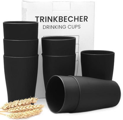 Bugucat Trinkbecher Set - 8er Pack 280ml Schwarz