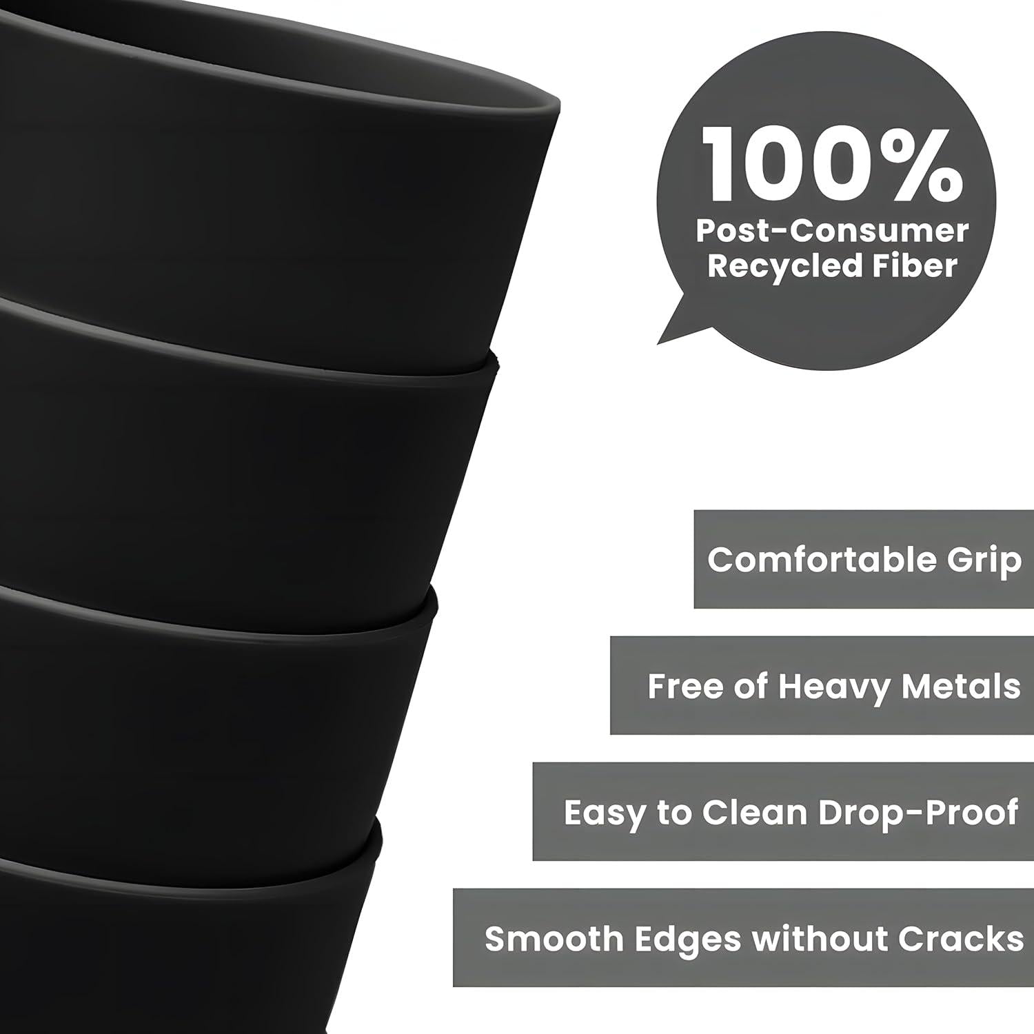 Bugucat Trinkbecher Set - 8er Pack 280ml Schwarz