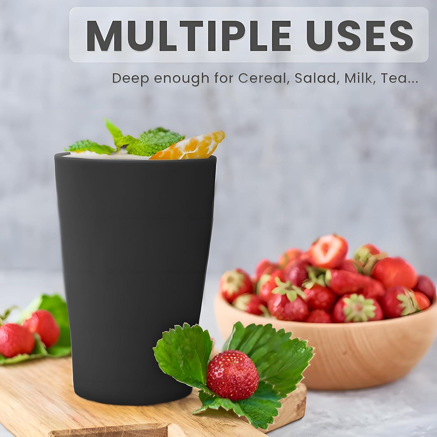 Bugucat Trinkbecher Set 8er 280 ml Schwarz PP Becher Kaffee Tee Milch