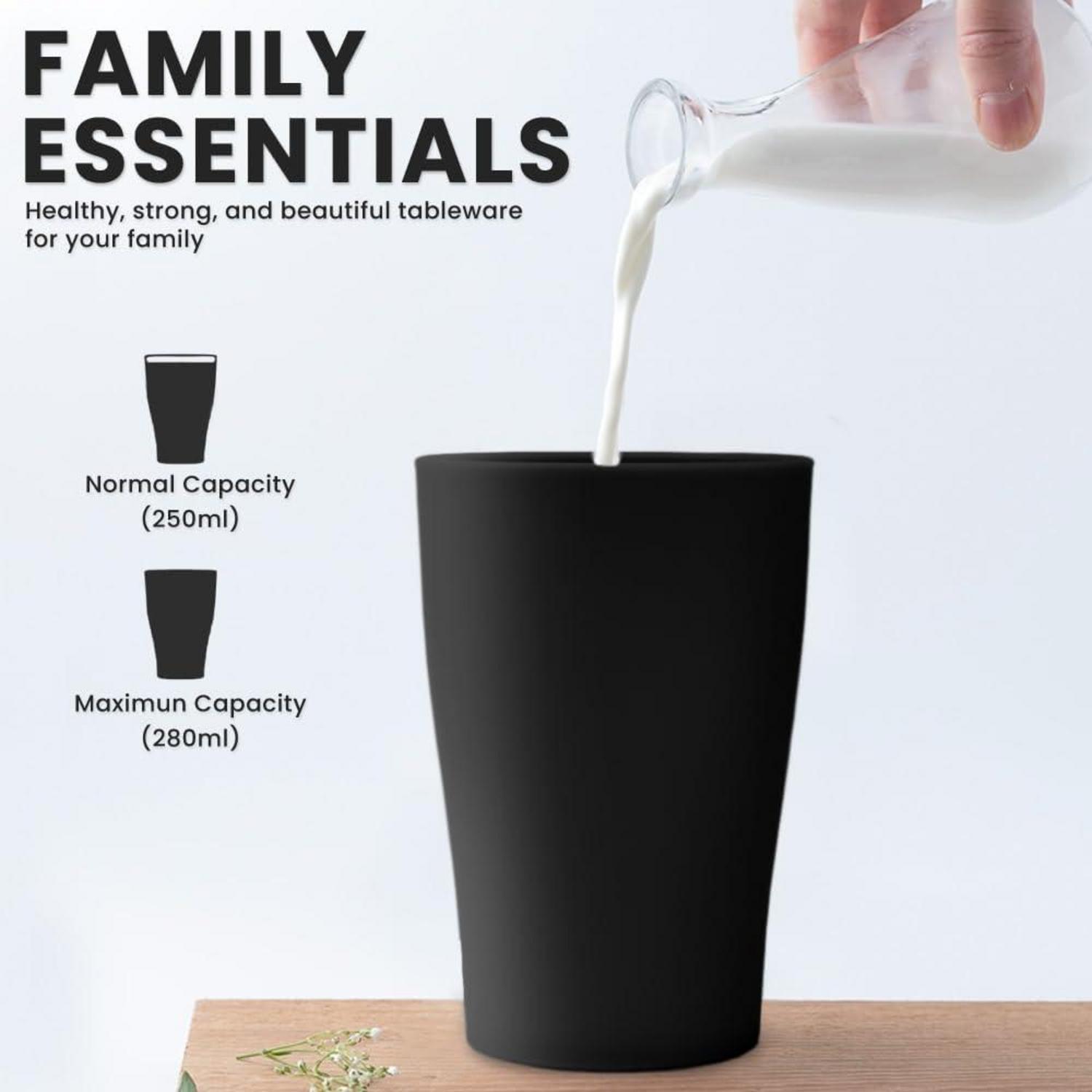 Bugucat Trinkbecher 8er Set Wiederverwendbar 280ml Schwarz