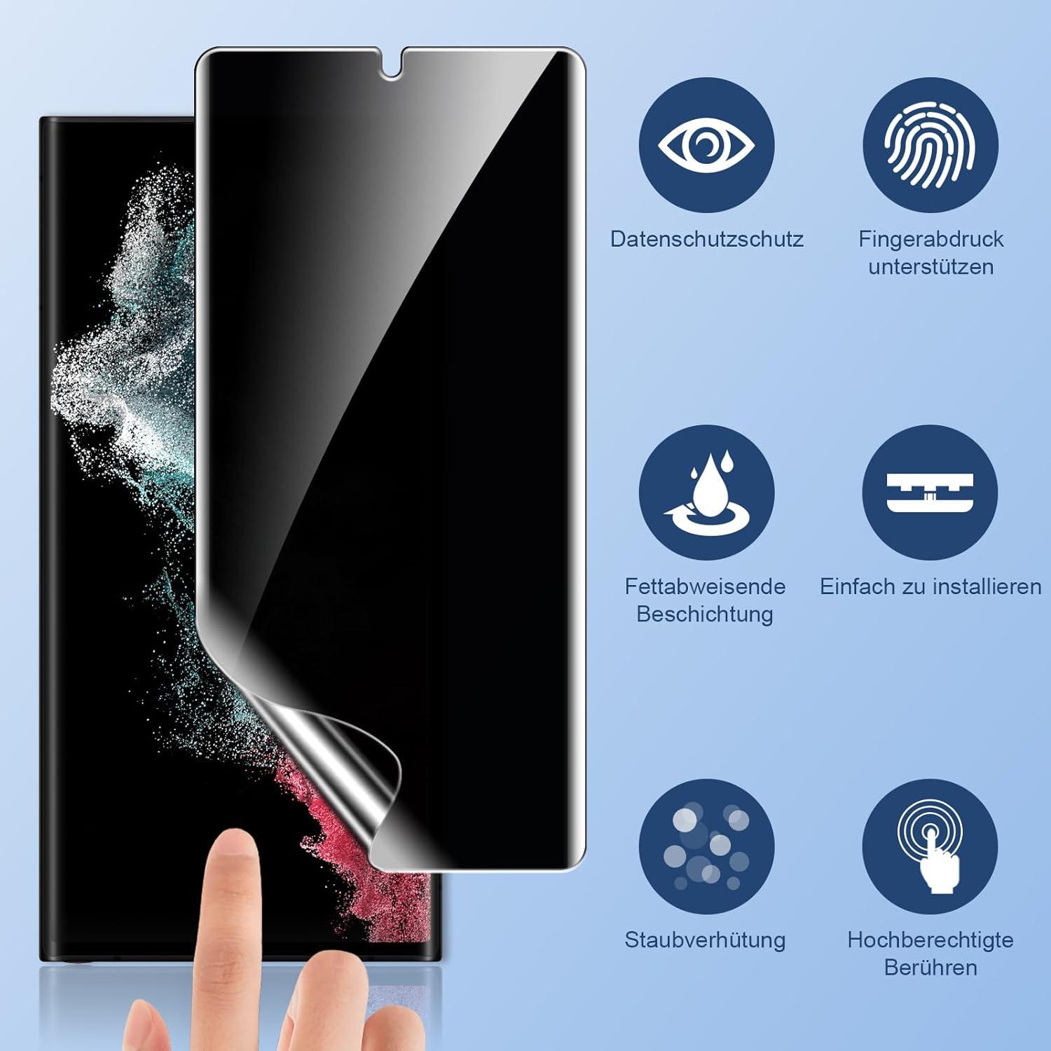 Displayschutzfolie Samsung Galaxy S22 Ultra Sichtschutz 2-in-1 Paket
