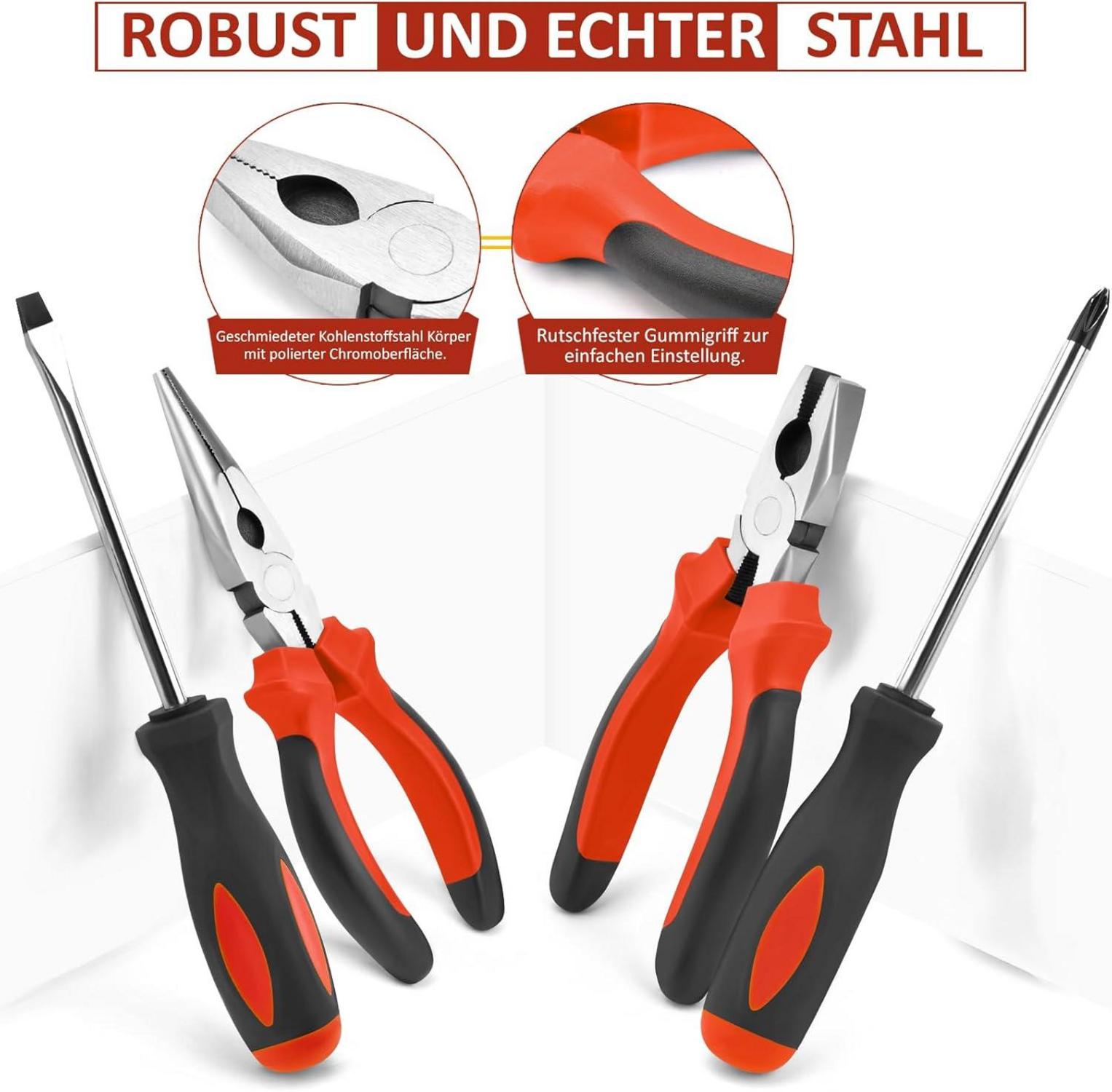 Professioneller 148-tlg. Werkzeugkoffer - Haushalts-Werkzeugset in Rot