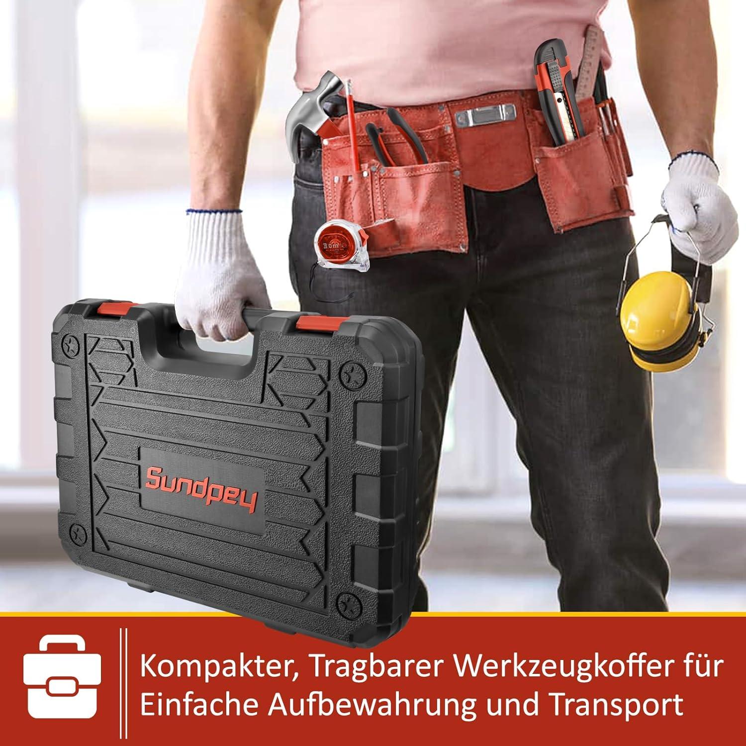 Sundpey Profi Werkzeugkoffer 148tlg Haushalt Werkzeugset Rot