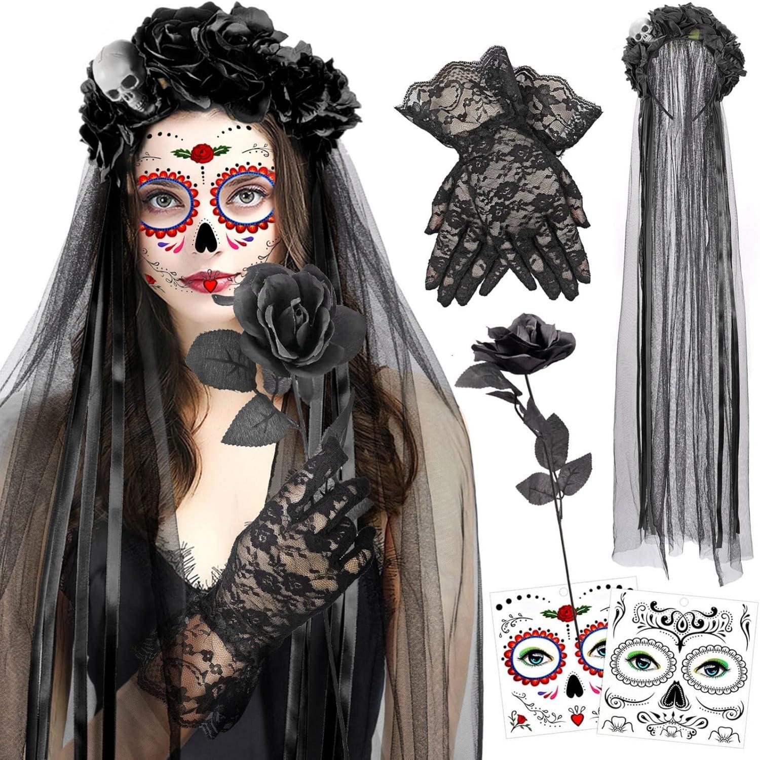 Dia De Los Muertos Haarreif Halloween Kostüm Set