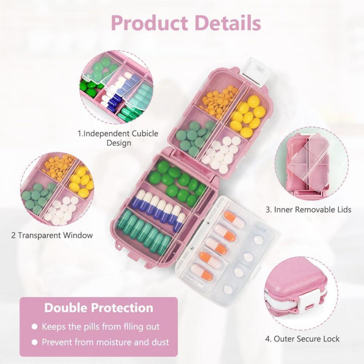 Tablettenbox 7 Tage Pillendose 8 Fächer Medikamentenbox BPA Frei