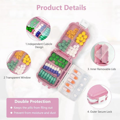 Tablettenbox 7 Tage Pillendose 8 Fächer Medikamentenbox BPA Frei