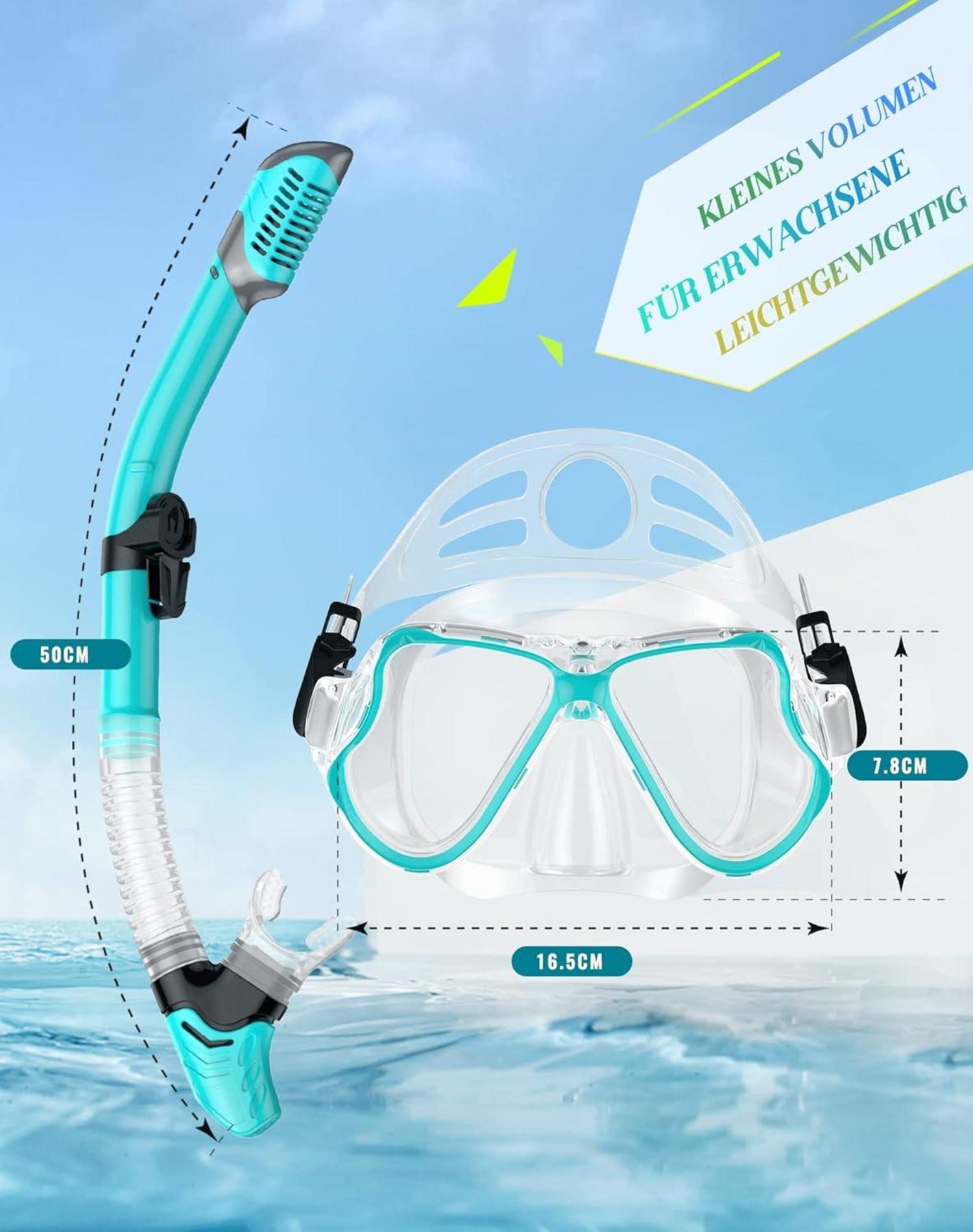 QcoQce Trocken Schnorchelset mit Anti-Fog Tauchmaske für Erwachsene