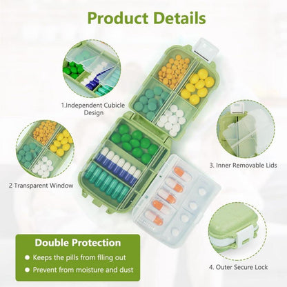 Tablettenbox 7 Tage Pillendose 8 Fächer Medikamentenbox BPA-frei