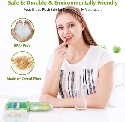 ACWOO Tablettenbox 7 Tage BPA Frei Grün - 8 Gitter 3 Schichten