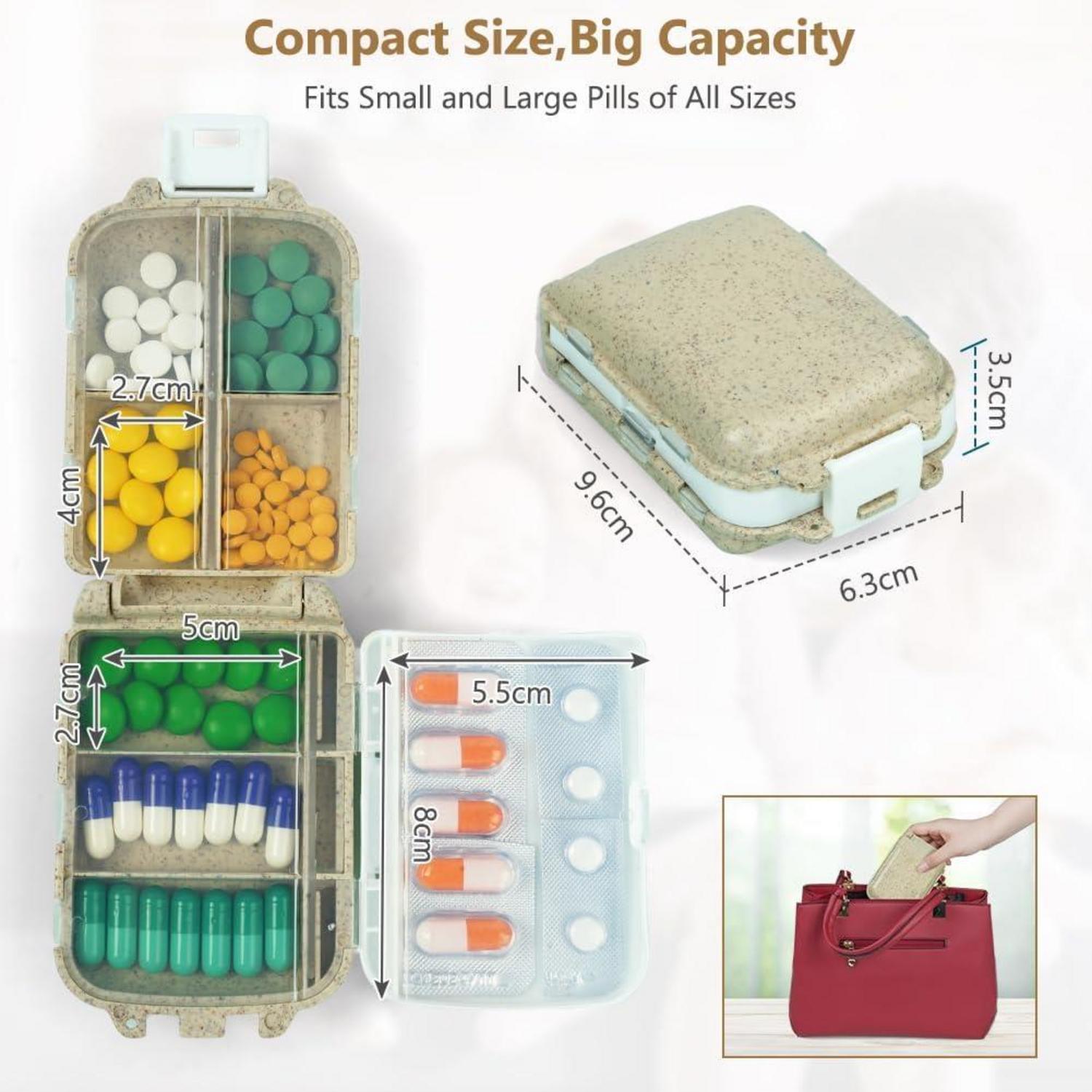 Tablettenbox 7 Tage mit 8 Fächern und doppeltem Verschluss