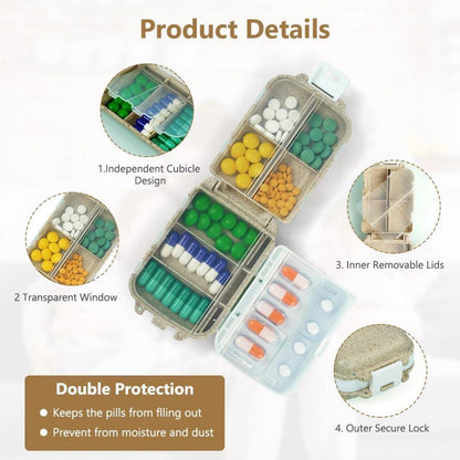 Tablettenbox 7 Tage mit 8 Fächern, Pillendose 3 Schichten - BPA