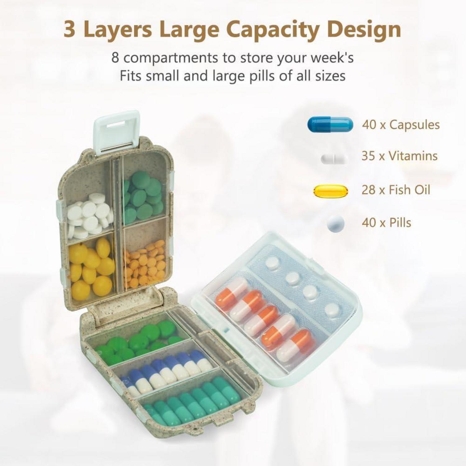 Tablettenbox 7 Tage Pillendose 8 Gitter Medikamentenbox Beige