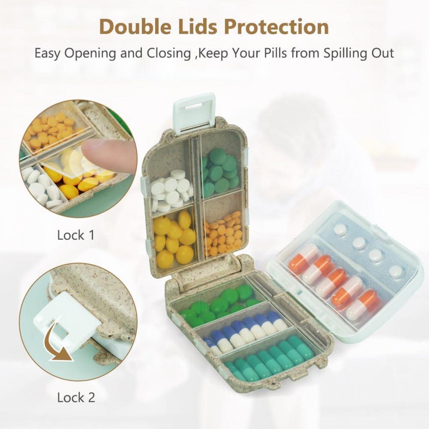 Tablettenbox 7 Tage, Pillendose 8 Fächer, Medikamentenbox BPA-frei