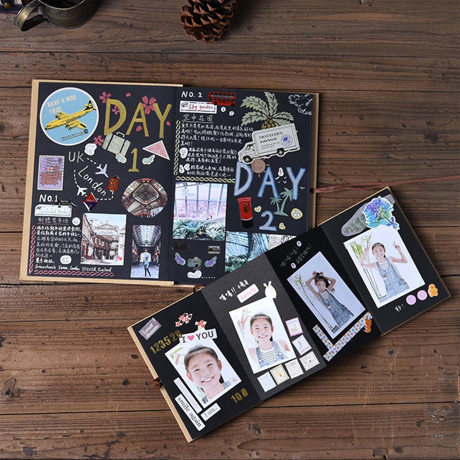 Fotoalbum zum Selbstgestalten A4 DIY Scrapbook Schwarz 34 Seiten 10x15cm