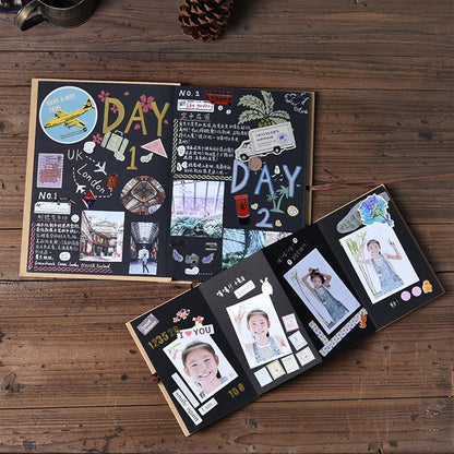 Fotoalbum zum Selbstgestalten A4 DIY Scrapbook Schwarz 34 Seiten 10x15cm