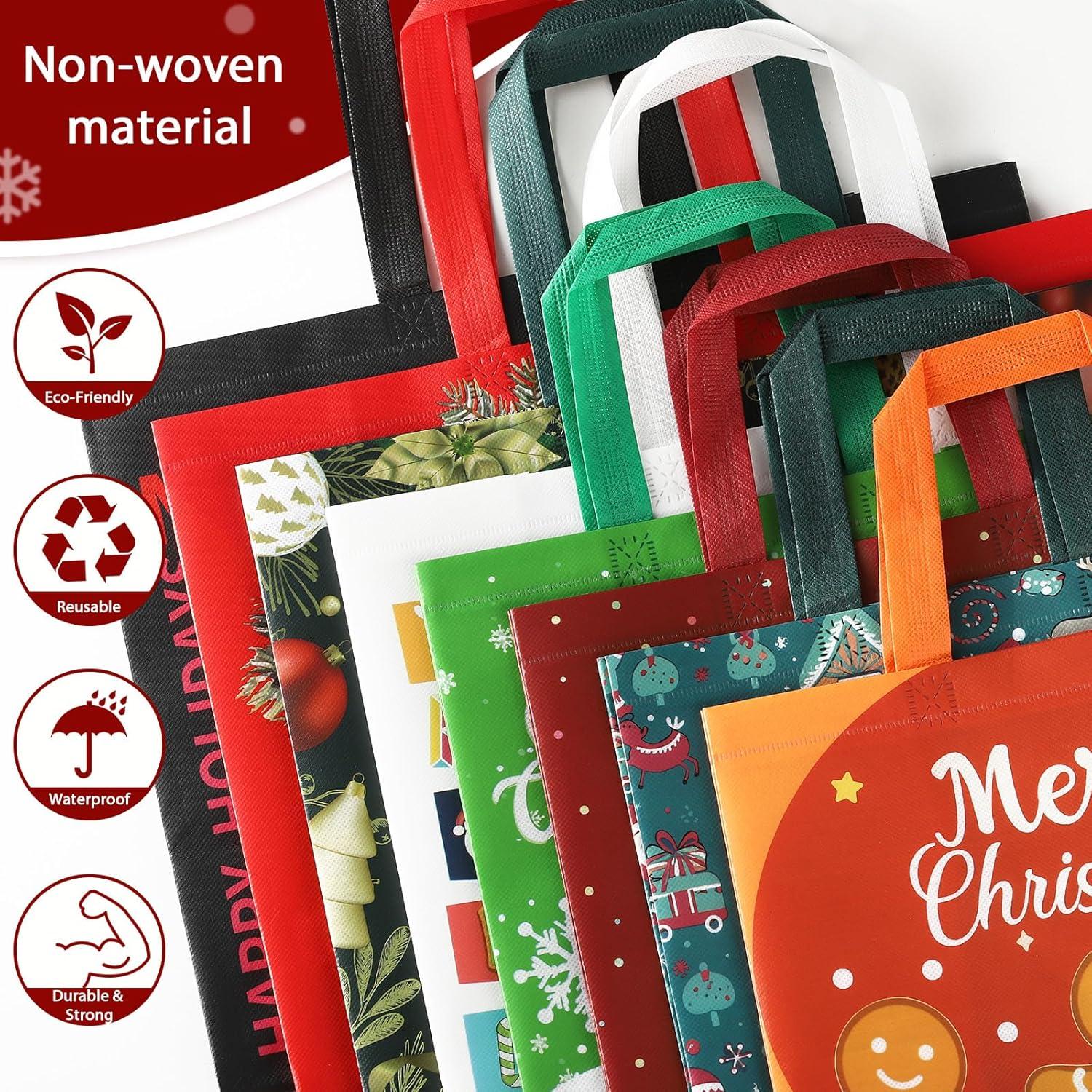 Weihnachtsgeschenktaschen Set Wiederverwendbar Festliche Designs 12
