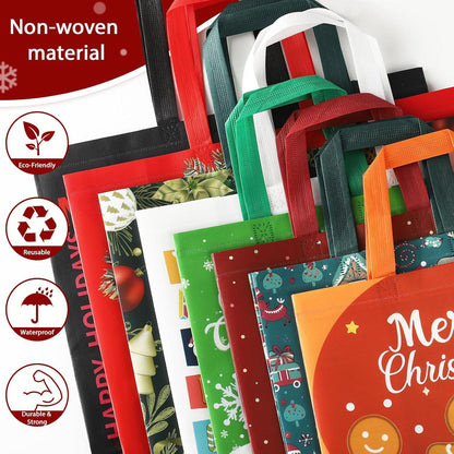 Weihnachtsgeschenktaschen Set Wiederverwendbar Festliche Designs 12