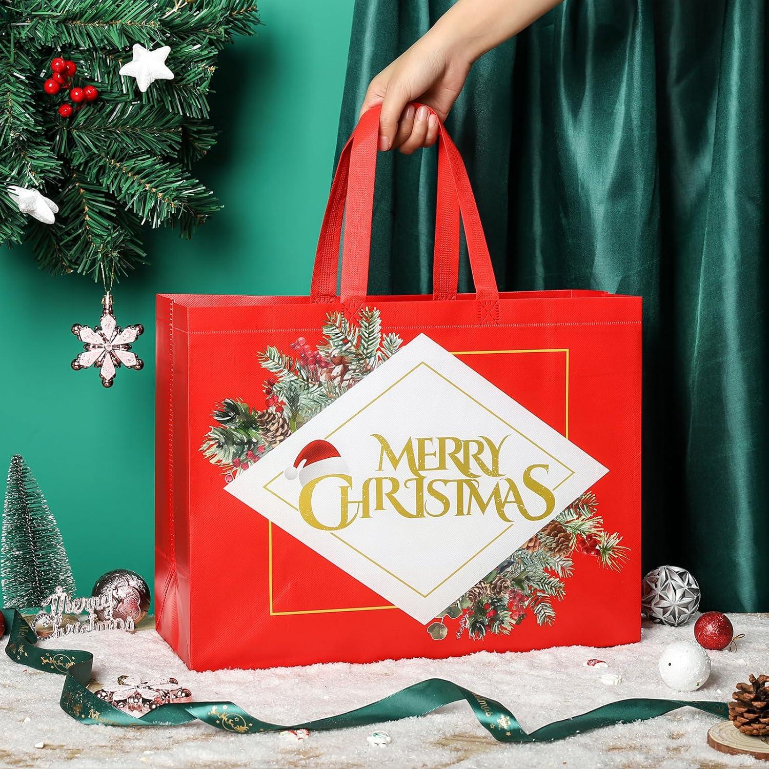 Weihnachtsgeschenktaschen Set Groß Wiederverwendbar (12