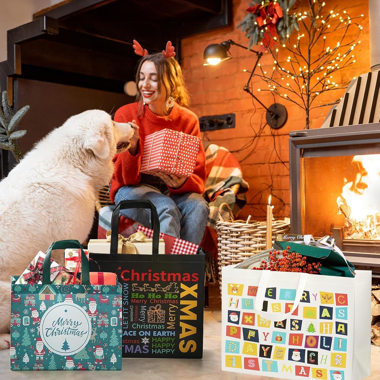 Weihnachtsgeschenktaschen Set Groß Wiederverwendbar (12