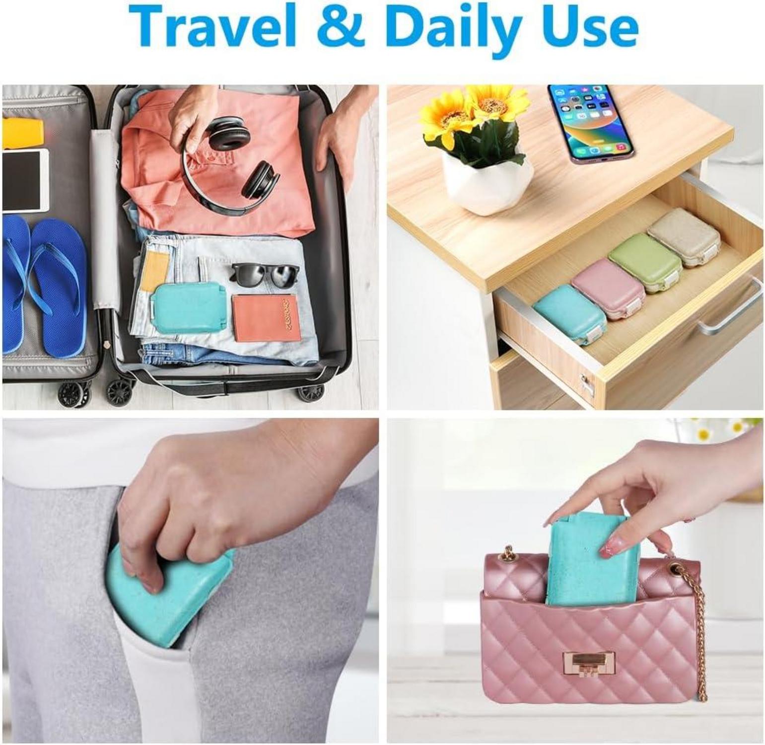 Tablettenbox 7 Tage Pillendose 8 Gitter 3 Schichten BPA-frei Blau