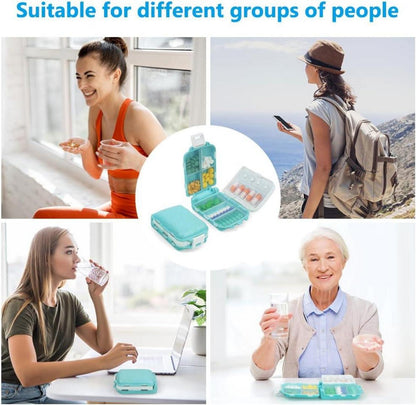 Tablettenbox 7 Tage, 8 Gitter, 3 Schichten, Pillendose Klein, BPA Frei Blau